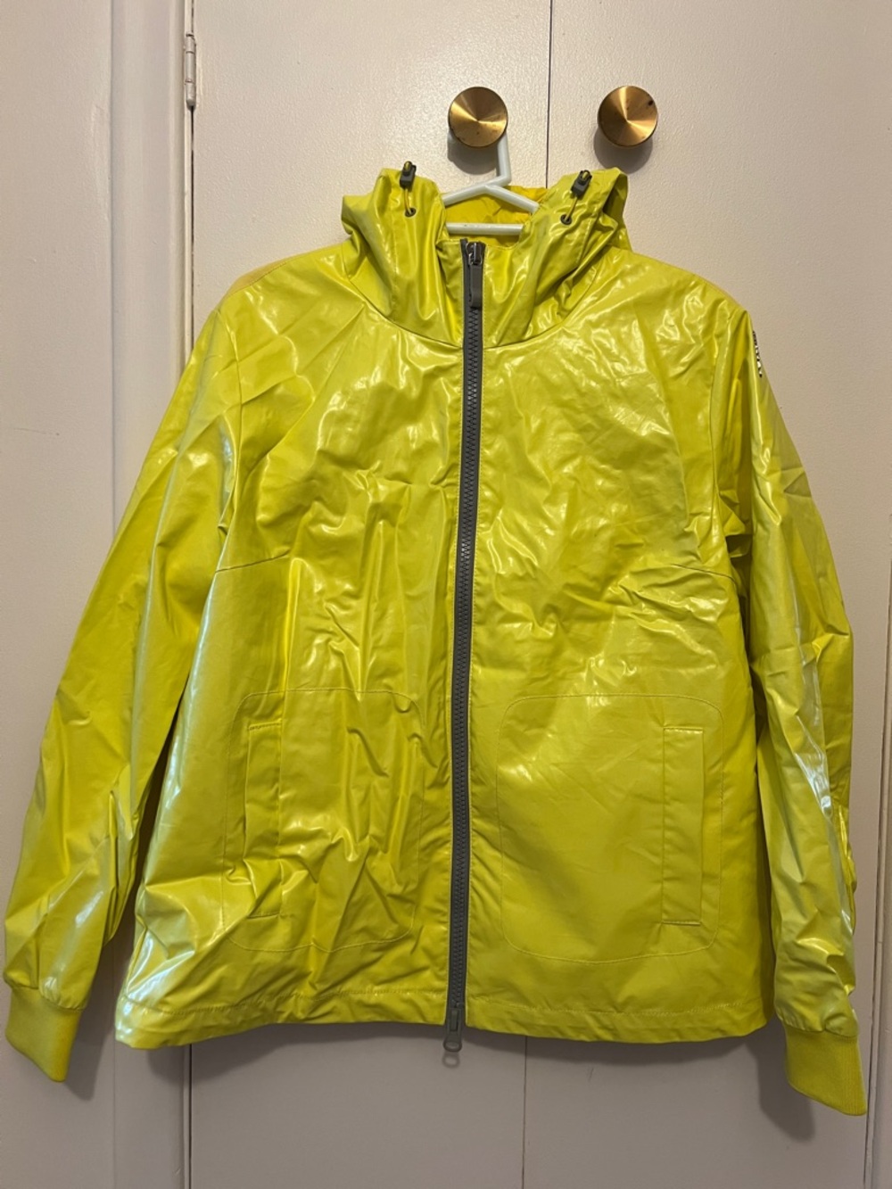 Geox Premium Waterproof Neon Yellow Hooded Rain Jacket